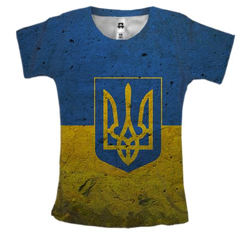 Жіноча 3D футболка з прапором і гербом України