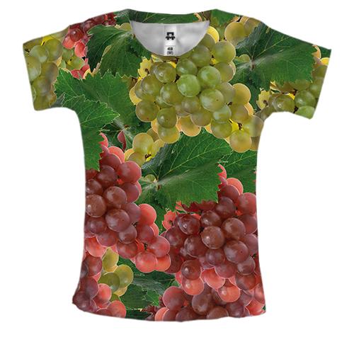 Женская 3D футболка с  зеленым и красным виноградом