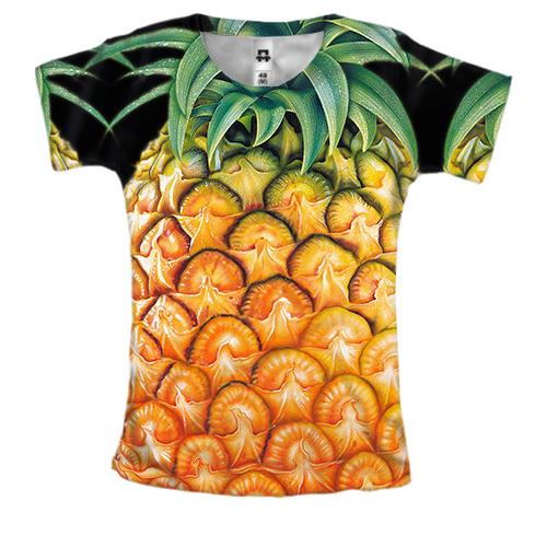Женская 3D футболка с ананасом