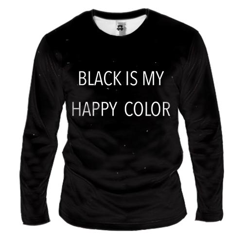 Мужской 3D лонгслив Black is my happy color