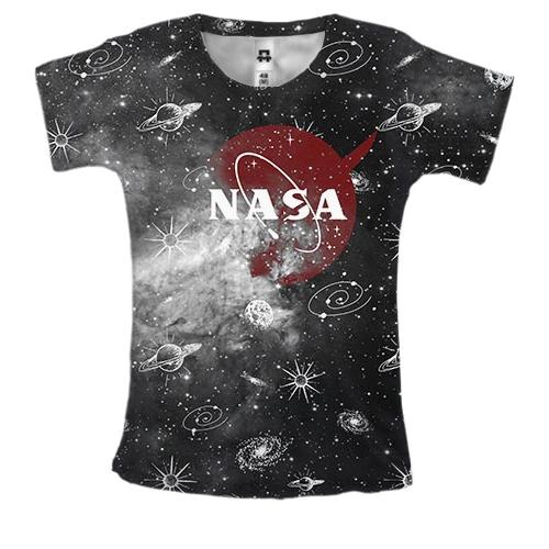 Женская 3D футболка с красным логотипом NASA