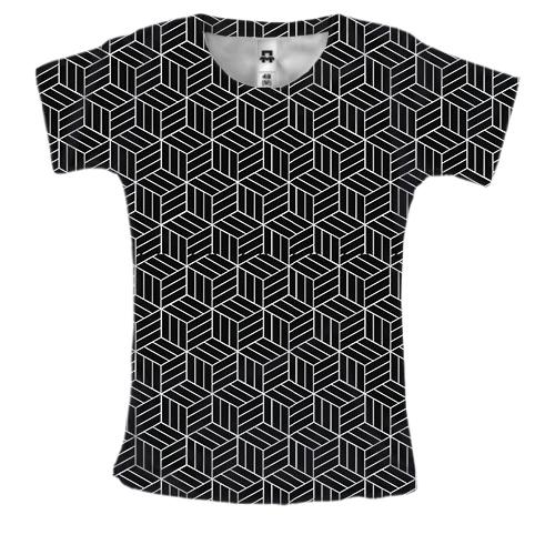 Женская 3D футболка с кубами (2)