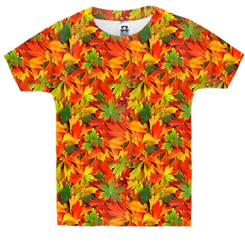 Детская 3D футболка с осенними листьями