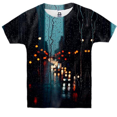 Детская 3D футболка Дождливый город