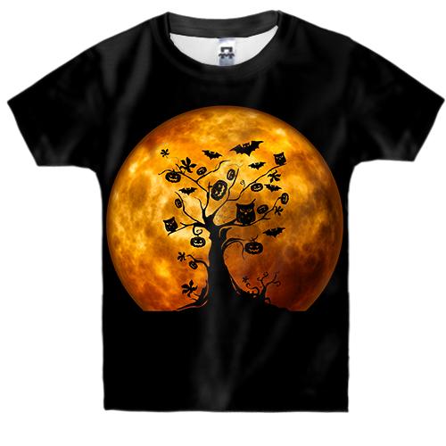 Детская 3D футболка Дерево с тыквами
