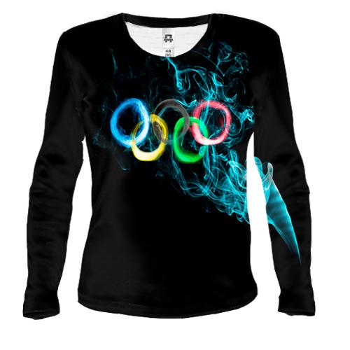 Женский 3D лонгслив Олимпийские кольца из дыма