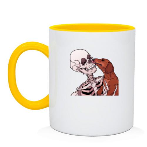 Чашка со скелетом и таксой