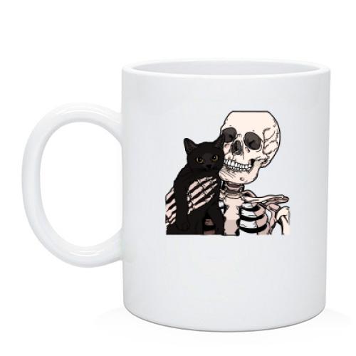 Чашка со скелетом и котом