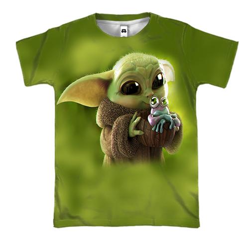 3D футболка Малыш Грогу с лягушкой