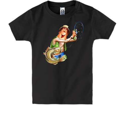 Детская футболка с рыбаком