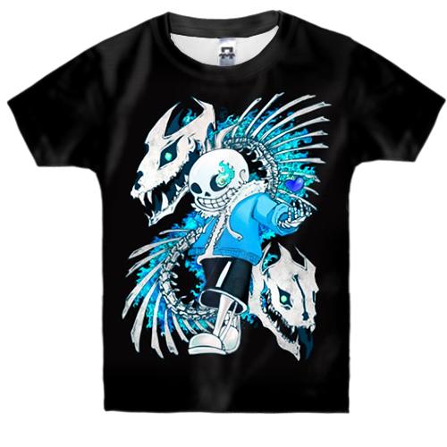 Детская 3D футболка Санс и дракон - Undertale