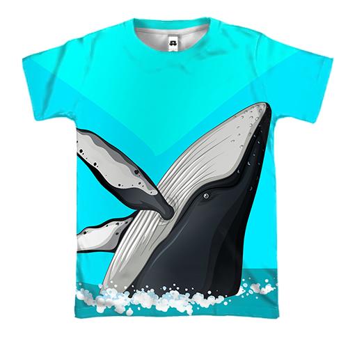 3D футболка с плывущим китом