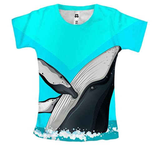 Женская 3D футболка с плывущим китом