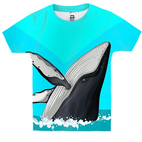 Детская 3D футболка с плывущим китом