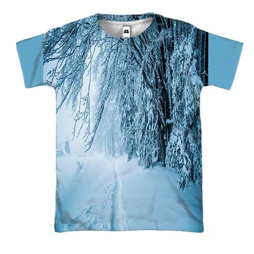 3D футболка со снежным лесом