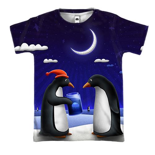 3D футболка з пінгвінами