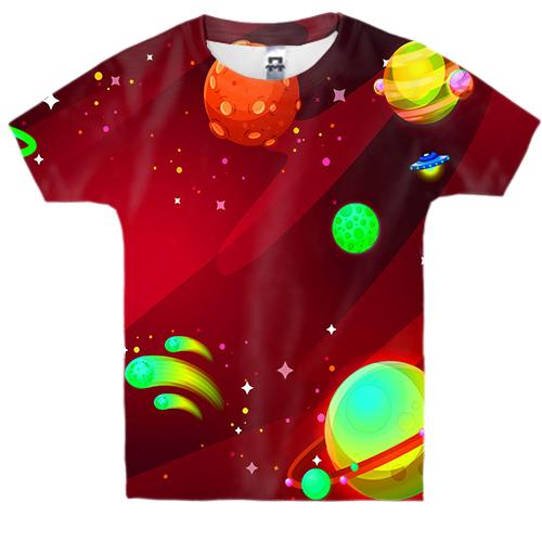Детская 3D футболка с яркими планетами