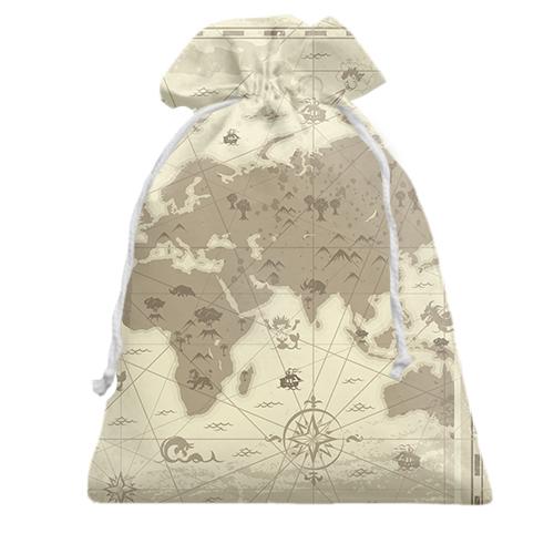 Подарочный мешочек со старой картой мира