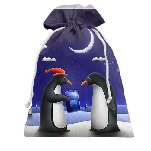 Подарочный мешочек с пингвинами