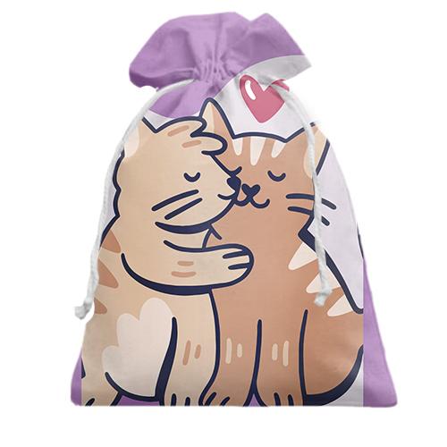 Подарочный мешочек с котами которые целуются