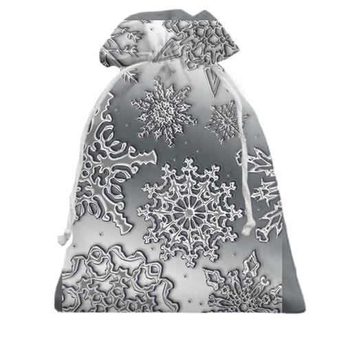 Подарочный мешочек с серебряной снежинкой