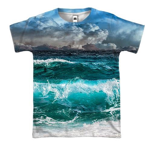 3D футболка с волной на побережье