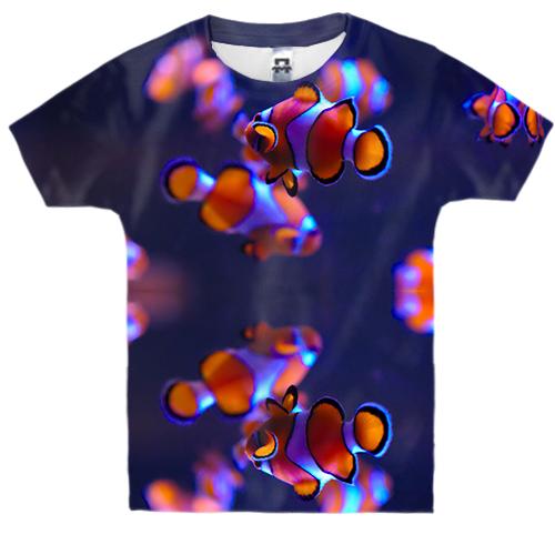 Детская 3D футболка с рыбками клоунами