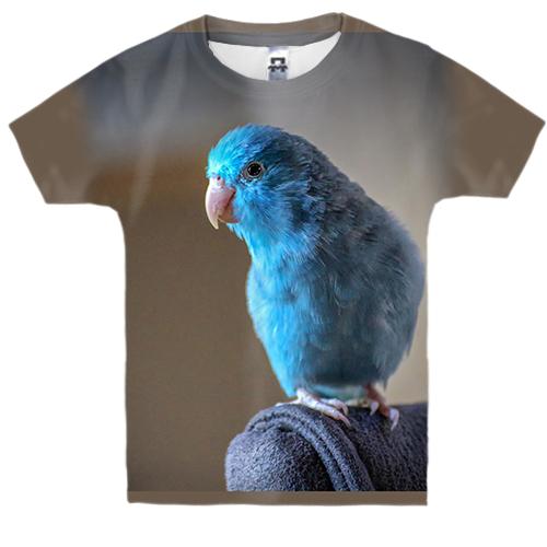 Детская 3D футболка с синим попугаем