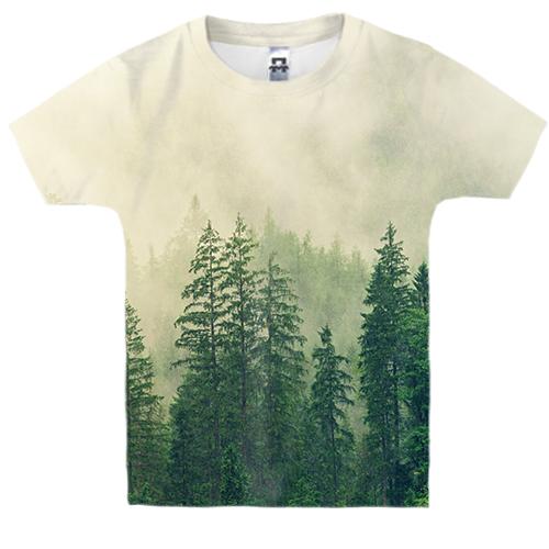 Детская 3D футболка с туманом в лесу