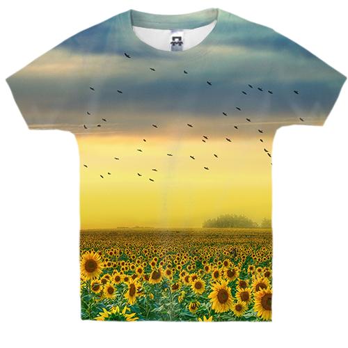 Дитяча 3D футболка з полем соняшників