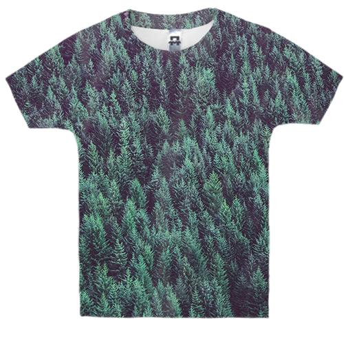 Детская 3D футболка с хвойным лесом