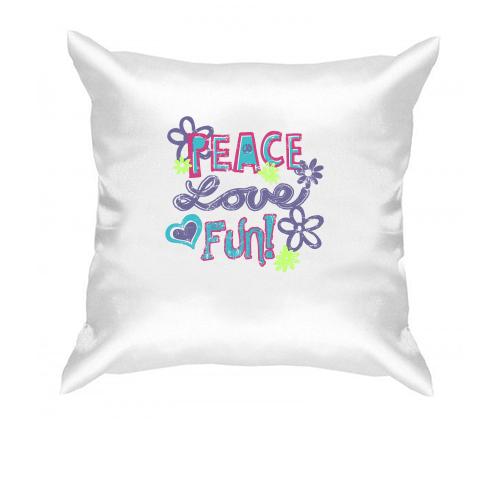 Подушка Peace, love, fun