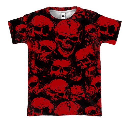 3D футболка с красно-черными черепами