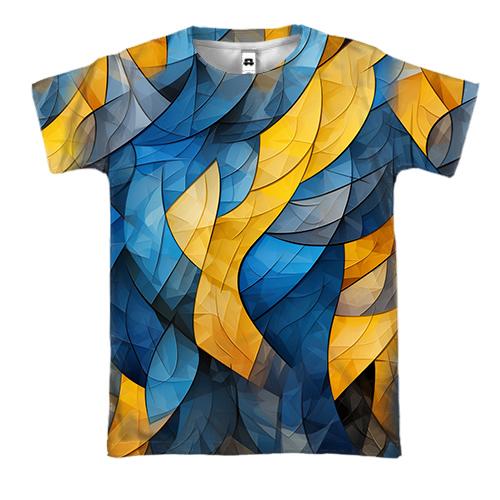 3D футболка Желто-синяя абстракция