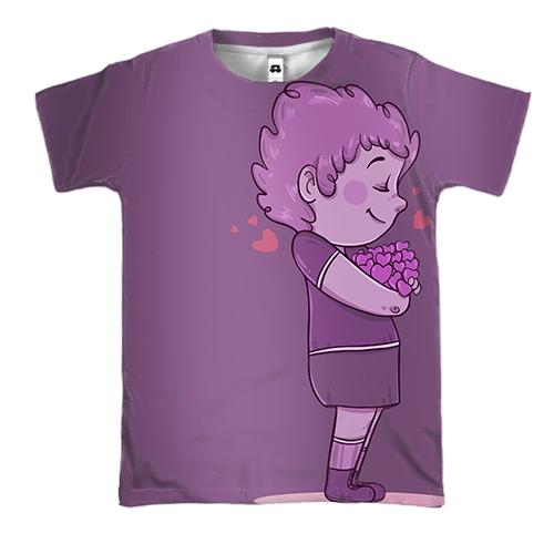 3D футболка с мальчиком и цветами