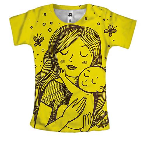 Женская 3D футболка с мамой и ребенком