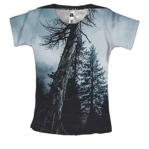 Женская 3D футболка с деревом в лесу