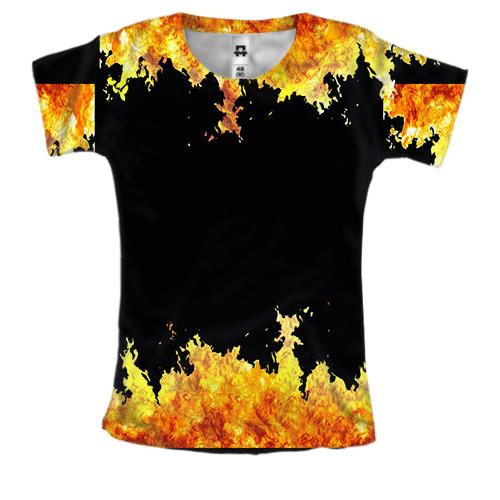 Женская 3D футболка с огнем