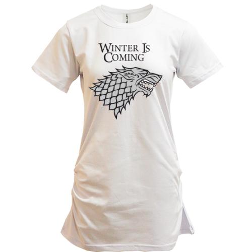 Подовжена футболка winter is coming