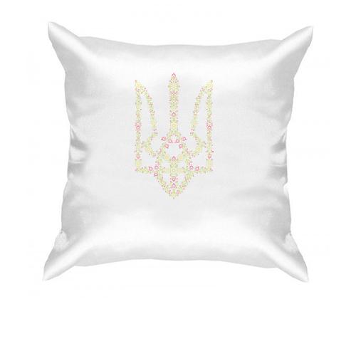Подушка з квітковим гербом України (контур)