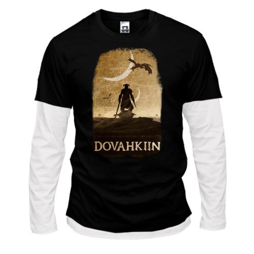 Комбинированный лонгслив с постером Довакин и дракон - Skyrim