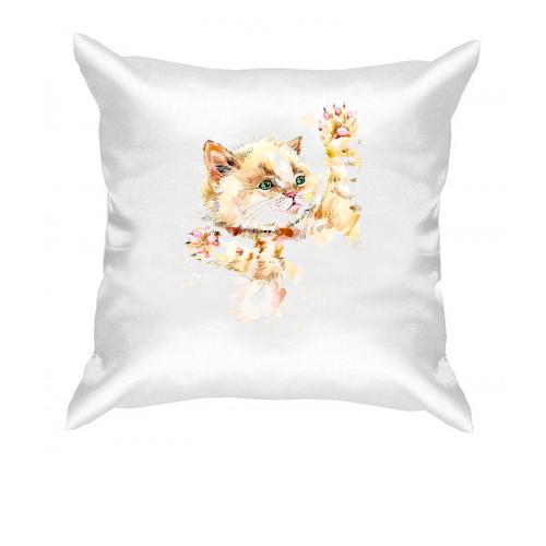 Подушка з акварельним кошеням