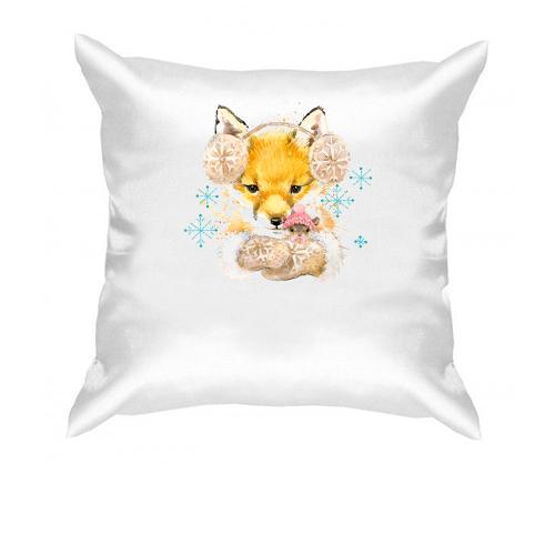 Подушка с зимней лисичкой