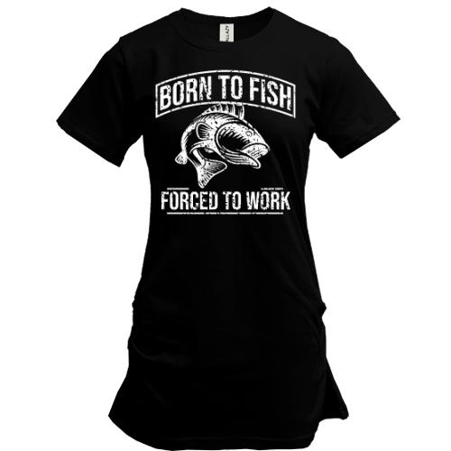 Подовжена футболка Born to Fish  Forced to work