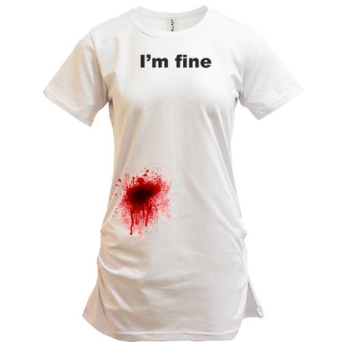 Подовжена футболка I'm fine (пляма збоку)