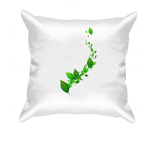 Подушка с зелеными листьями