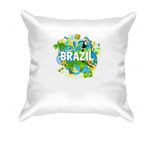 Подушка с бразильским колоритом и надписью 