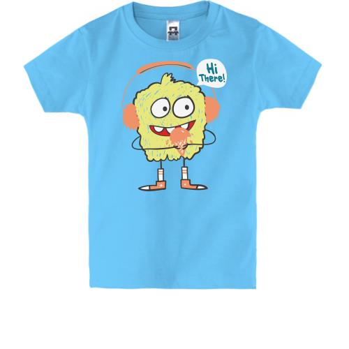 Детская футболка с монстриком в наушниках