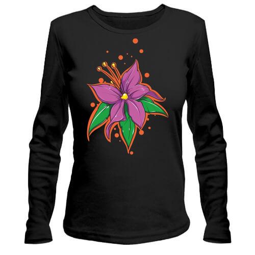 Лонгслів з фіолетовим квіткою метеликом