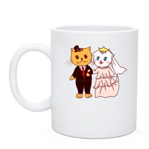 Чашка Кот і кішечка одружуються